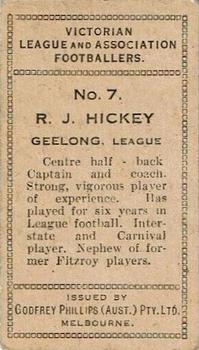 1932 Godfrey Phillips Tobacco Victorian League & Association Footballers #7 Reg Hickey Back